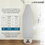 Encasa XO Ironing Board Cover and Pad 54"x18" - 4mm Felt & 2mm Foam Metallized Silver Iron Board Cover with Padding - Heat & Scorch Resistant, Non Slip, Bungee Elasticated, 3 Fasteners Silver Luxury