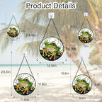 DASTOLL Stained Glass Window Hanging, Green Frog White Petals Sun Catchers Colorful Glass Panel Cute Suncatcher Decor for Birthday for Women, Men, Wife, Aunt, and Mom 14.9x14.9 in