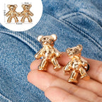 TOOVREN Cute Bear Button Pins for Jeans, No Sew and No Tools Instant Pant Waist Tightener, Adjustable Jean Buttons Pins for Loose Jeans 4 Sets Replacement Pant Clips for Waist Buckle