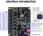 AITIAO 1PCS 30W Voice Playback Module, DC 9-24V Sound Module Music Player Voice Broadcast Device 9 Trigger Interfaces 8 I/O Trigger Modes Built-in 64Mbit Flash Storage