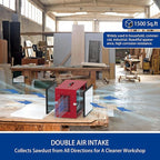 OUKEETO Portable 2 Stage Intake Air Filtration System - Tabletop Dust Collectors (850-1250CFM) for Woodworking, Air Filter with Strong Vortex Fan, Garage Works Shop Benchtop Dust Collection Systems
