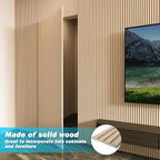 Art3d Slat Wood Wall Paneling for Interior and Ceiling Decoration - Pack of 4pcs + 1pc End-Trim, Size 108 x 5.7in.- Ashtree