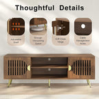 Dorivibe 54.33" Walnut TV Stand for TVs up to 60 Inch, Mid Century Modern Entertainment Center Console Table with Storage Cabinet, Wood Media Furniture for Living Room, Bedroom