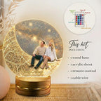 MamaEra Valentine’s Day Gift 2026 - Personalized Map Night Light with Photo & Coordinates – Custom Acrylic Moon Lamp with Wooden Base, Remote Control – Romantic Gift for Couples, Anniversary