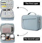 mygreen Electronics Travel Organizer, Watreproof Electronic Accessories Case Portable Double Layer Cable Storage Bag for Cord, Charger, Flash Drive, Phone, Ipad Mini, SD Card, Gifts for Him Grey