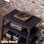 Besiost AV Media Stand with Outlets, Media Console with LED Lights, Stereo Racks and Stands with Storage Shelves, Media Audio Tower Cabinet, Black Enoby