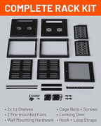 ECHOGEAR 12U Network Rack - Enclosed Wall Mount Rack Kit Includes 2X 1U Shelves, Pre-Mounted Fan, Lockable Door & Hardware - 600mm Depth Fits All Your AV Gear