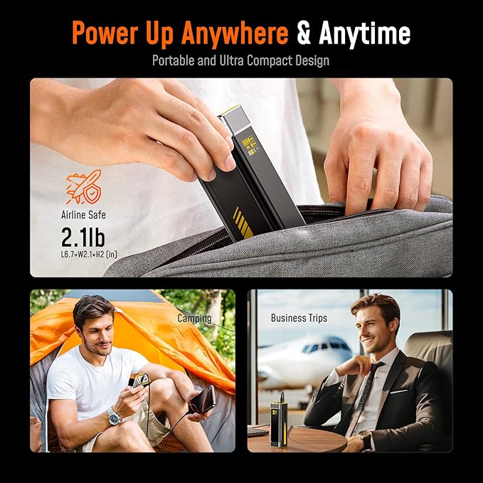 AOHI 240W Laptop Power Bank 27600mAh Portable Fast Charger (99.3wh), Airline-Compliant, 140W PD 3.1 Large Battery Pack The Future Starship for MacBook, iPad iPhone 16 Pro Max,Galaxy,Steam Deck, Grey
