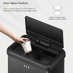EKO Vintage 50L / 13.2 Gallon Motion Sensor Trash Can, Dual Compartment 32L + 18L Stainless Steel Kitchen Garbage Bin, Touchless Automatic Waste & Recycling Bin with Lid for Home Office, Matte Black