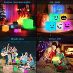 LOFTEK 7-inch LED Cube Night Lights: Rechargeable RGB 16 Colors Changing Light with Remote Control, IP65 Waterproof Cordless Table Lamp Night Light for Home Bedroom, Adults Kids Room Décor
