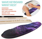 KUOSGM 2-in-1 Ergonomic Set, Wave Rise Keyboard Wrist Rest and Massage Bulge Slope Mouse Pad Wrist Support, Cushion Memory Foam Integrated to Relieve Wrist Pain, Galaxy