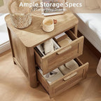 Joaxswe Farmhouse Nightstand with Charging Station, End Tables Bedroom with 2 Large Drawers & 4 Thickened Table Legs, Dark Wood