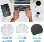 EOBKLAX Mouse Pad,Topographic Line Desk Mat for Desktop,Desk Pad with Non-Slip Base and Stitched Edge,Extended Mousepad for Office and Home 35.4X15.7 Inch