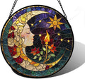 DASTOLL Stained Glass Window Hanging, Moon Goddess Torch Suncatcher Diamond Glass Panel Hangings Dream Sun Catchers Decor for Birthday for Women, Men, Wife, Aunt, and Mom 11.8x11.8 in