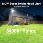 SZPOWER 150W Motion Sensor Lights Outdoor for Outside, 15000LM LED Flood Lights Outdoor Wired Dusk to Dawn, Exterior Security Floodlight Fixture Waterproof IP65, Outdoor Lighting for House, Garage