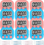 ZILLEEN Classroom Timer for Kids Teachers 12 Pack Digital Timers, Blue & Pink
