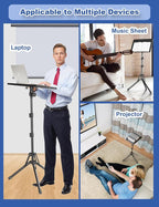 Projector Stand Tripod, Adjustable Height 26 to 56 Inch Laptop Tripod, Laptop Stand with Mouse Tray, Foldable Tripod for Projector with Carry Bag, Portable Podium Stand for Office, Home, Stage, DJ