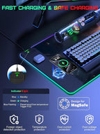 TopMade Wireless Charging Mouse Pad, RGB Gaming Mousepad Home Office Desk Pad, 31.5” x 15.8” Large Desk Mat, Waterproof Keyboard Pad, Cosmic Planet (Includes 20W PD Power Adapter & 6.56ft Woven Cable)