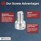 Kozelo 40pcs Socket Head Cap Screws - [M6-1 x 10mm] 304 Stainless Steel Allen Socket Drive for Electrical Motor 3D Printing Fan Engine Replacement Use, Silver
