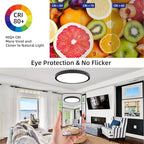 RLEDPZTX Led Flush Mount Ceiling Light,16 Inch 32w 3480lm,3000k/4000k/6000k 3CCT Selectable, Round Modern Flat Panel Super Slim Led Ceiling Light,for Living Dining Kitchen Bedroom Room (4Pack-Black)