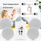 Herdio Bluetooth Wall Amplifier 4 Channels Volume Control Wall Plate USB/MIC/AUX(3.5mm) Inputs Connect 4 Speakers with 12V 3A Power Supply,HWA-16BT-4CH