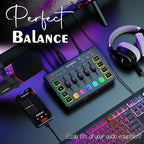 IXTECH Gaming Audio Mixer 4 Channel Soundboard, Streaming RGB PC Audio Interface with XLR Microphone Support, Audio Equalizer for Gaming Podcast Streaming Karaoke, Individual Volume Controls (Black)