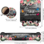 Keyboard Wrist Rest + Mouse Pad Wrist Support Set with Coasters, Non-Slip PU Base Ergonomic Mousepad for Home Office Working Studying Easy Typing & Pain Relief, Floral Quote Live Laugh Love
