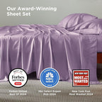Bedsure California King Sheet Sets, Cooling Sheets for Hot Sleepers, Rayon Derived from Bamboo, Breathable & Soft, Deep Pocket Up to 16 Inches, Hotel Luxury Silky Bedding, Lilac