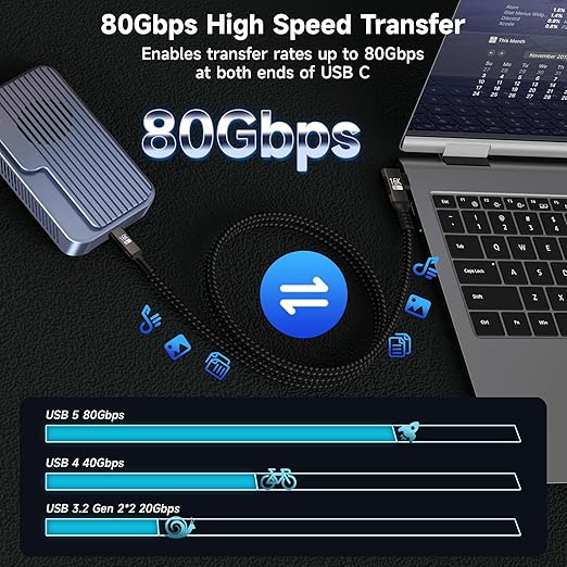 Short 90 degree USB C Cable 1FT Compatible With Thunderbolt 5/4,USB 5/4 right angle Cable 80Gbps Data Transfer,Type-C 240W Fast Charging,USB C Cable 16K@60Hz/8K@120Hz Video Output for Monitor/Display.