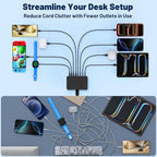 200W USB C Charging Station,8-Port GaN USB C Charger Block,PD 65W Desktop Charger, Power Strip Adapter Compatible with iPhone 17/16/ 15/14,MacBook Air/Pro,DELL,for iPad Pro,Galaxy and More,Black