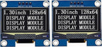 Haldzemo 1.3 inch OLED Display Module I2C IIC 128x64 LCD Screen S H1106 12864 Compatible Arduino (2 Pack, White)
