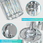 FDPBY 3-Light Crystal Vanity Light, Modern Chrome Bathroom Wall Sconce with K9 Crystal Shades, 23.62" Long Over Mirror Lighting for Vanity, Makeup, Hallway, Elegant & Durable