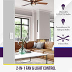 ENERLITES 3 Speed Ceiling Fan Control and Dimmer Light Switch, 2.5A Single Pole Light Fan Switch, 300W Incandescent Load, No Neutral Wire Required, 17001-F3-W, 120 Volts (AC), White, 2 Pack