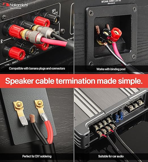 Nakamichi 10/2 (100-Foot) in-Wall & Direct Burial (UL CL2 CL3 Rated) Oxygen-Free Copper (OFC) 2-Conductor Speaker Cable Wire, Outdoor In-Ground, in-Ceiling, Riser, Black (10AWG / 100ft / 30.48m)