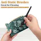 Small Portable Nylon Anti Static Brushes Electronics Computer Keyboard Laptop Cleaning Brush Kit (Black, Set of 8)