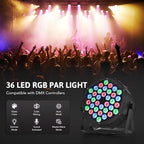 CO-Z 36 LED Stage Lights, RGB Par Lights with Remote Control, DMX Controller Compatible, DJ Lights Stage Lighting Indoor for Christmas Halloween Party, 4 Pack