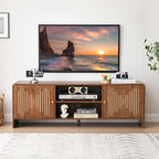 MAHYIZYI 58'' TV Stand for 65 inch TV, Mid Century Modern Entainment Center with Storage Cabinets & Open Shelf, Wood Media TV Console Table for Living Room, Office