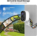 2K UHD Smart Wireless Security Camera Indoor/Outdoor,Battery Powered WiFi Camera with Color Night Vision, Motion Detection, 2-Way Audio, Weatherproof, Cloud/SD Storage for Home Security (2.4GHz Only)