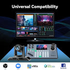 Tenveo HDMI/USB3.0/LAN(PoE) PTZ Camera AI Humanoid & Face Auto-Tracking, 20X Optical Zoom PTZ Camera IP Live Streaming, FHD 1080P 60FPS, for Church Services Worship Video Conference Live Streaming