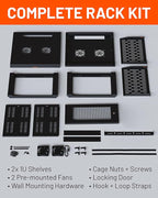 ECHOGEAR 6U Network Rack - Enclosed Wall Mount Rack Kit Includes 2X 1U Shelves, Pre-Mounted Fan, Lockable Door & Hardware - 600mm Depth Fits All Your AV Gear