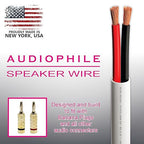 NATIONAL Wire&Cable - 14/2 Audiophile Speaker Wire (100 Feet) 14AWG Gauge - Made in USA - in Wall Audio Speaker Wire Cable/CL Rated/ETL Listed / 2 Conductors - OFC Oxygen-Free Copper, White 100ft