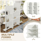 HOMCOM Room Divider, 5 Panel 67" Tall Wood Privacy Screen with 3 Display Shelves, and Folding Storage for Bedroom or Home Office, White