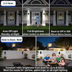 iYogaled Motion Sensor Outdoor Wall Lights with 3 Lighting Modes, Dusk to Dawn Porch Light with Bulbs Include, IP65 Waterproof Modern Black Wall Sconce for Patio, Garage, Front Door