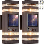 Oil Rubbed Bronze Solar Outdoor Wall Lights with 3-Mode Motion Sensor Outside Sconces Up Down Solar Porch Light Fixtures 3000K 500LM Dusk to Dawn Modern Exterior Wall Lamp for House Garage Front Door