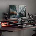 Fenge Dual Monitor Stand, Monitor Stands Riser for 2 monitors, 42.5 Inch Wood Desk Shelf with Storage Organizer and Cable Management for Office Desk Accessories