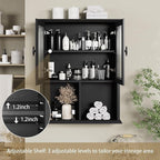 CJL Bathroom Wall Cabinet with Fluted Door, 23.6'' x 29.5'' Medicine Cabinet, Over The Toilet Storage Cabinet, Black