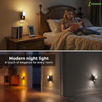 L LOHAS LED Night Lights Plug into Wall, 2 Pack, Plug in Night Light, Soft White/Cool White/Amber, Dimmable Backlit Nightlight with Light Sensor, 180° Rotatable Nightlights Plug in Wall for Hallway
