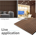 Art3d 4 Pack 47.2 x 23.6in. Wood Slat Acoustic Panels for Wall and Ceiling - 3D Fluted Sound Absorbing Panel with Wood Finish - Dark Walnut