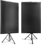 Sound Wall Panel Studio Foam - Acoustic Isolation Absorber Shield and Dampening Wedge with Height Adjustable Stand, Includes Tripod Base Stand, 2 Pack - Pyle PSIP24X2