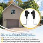 Garage Door Sensors for Genie/Overhead, Garage Door Sensor GSTB-R STB-BL Compatible with Genie/Overhead Garage Door Opener Made After 1993, Item Includes Two Sensors (Receiving&Sending)